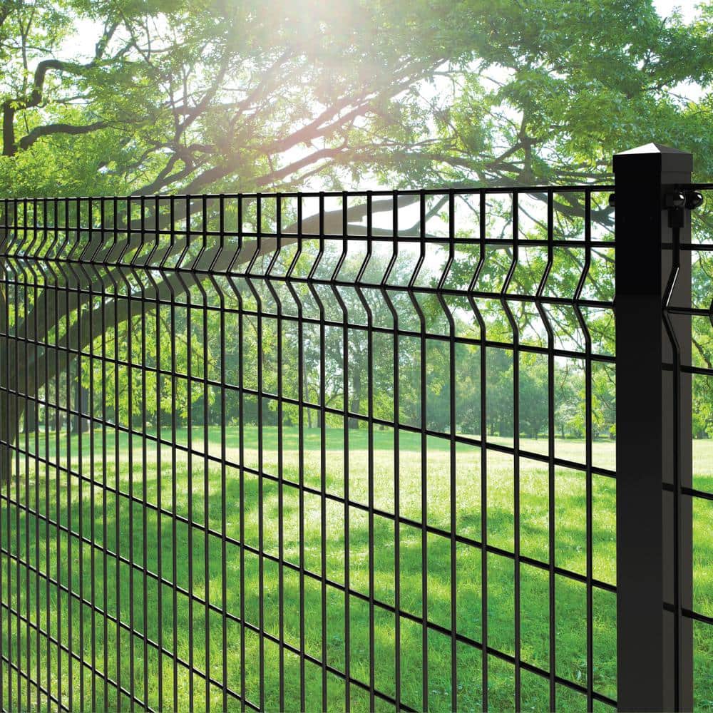 FORGERIGHT 74in H Deco Grid Black Steel Post with Cap, and Clips