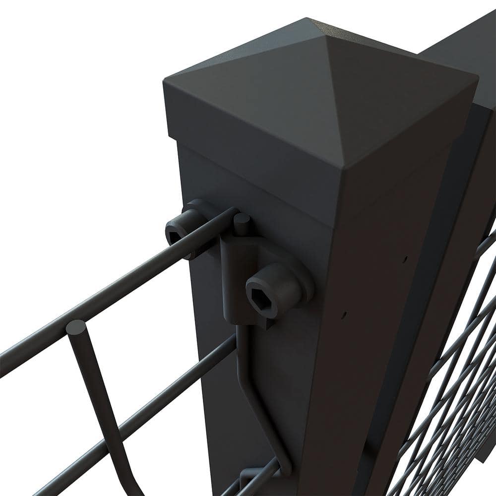 FORGERIGHT 74in H Deco Grid Black Steel Post with Cap, and Clips