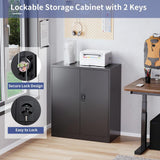 31.5 in. W x 35.4 in. H x 15.7 in. D 2-Adjustable Shelves Metal Garage Storage Freestanding Cabinet w/ 2-Doors in Black