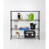Honey Can Do Steel 48 in. W x 48 in. H x 10 in. D 4-Tier Space Saving 10 in. Depth Garage Storage Shelving Unit, Black