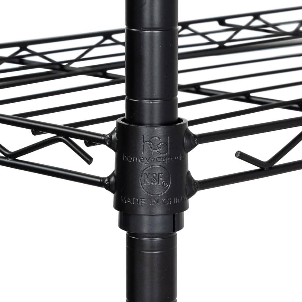 Honey Can Do Steel 48 in. W x 48 in. H x 10 in. D 4-Tier Space Saving 10 in. Depth Garage Storage Shelving Unit, Black