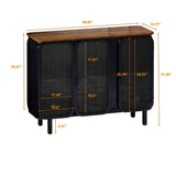 FUNKOL 14.37-in W x 40.94-in D x 31.69-in H in Black Metal Ready to Assemble Floor Kitchen Cabinet with Glass Doors