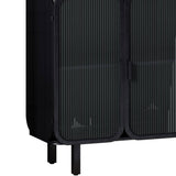 FUNKOL 14.37-in W x 40.94-in D x 31.69-in H in Black Metal Ready to Assemble Floor Kitchen Cabinet with Glass Doors