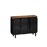 FUNKOL 14.37-in W x 40.94-in D x 31.69-in H in Black Metal Ready to Assemble Floor Kitchen Cabinet with Glass Doors