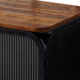 FUNKOL 14.37-in W x 40.94-in D x 31.69-in H in Black Metal Ready to Assemble Floor Kitchen Cabinet with Glass Doors