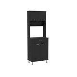 FUNKOL 23.6 in. W x 13.9 in. D x 66.5 in. H Ready to Assemble Pantry Double Door Cabinet, 1-Drawer, 4-Legs, 3-Shelves, Black