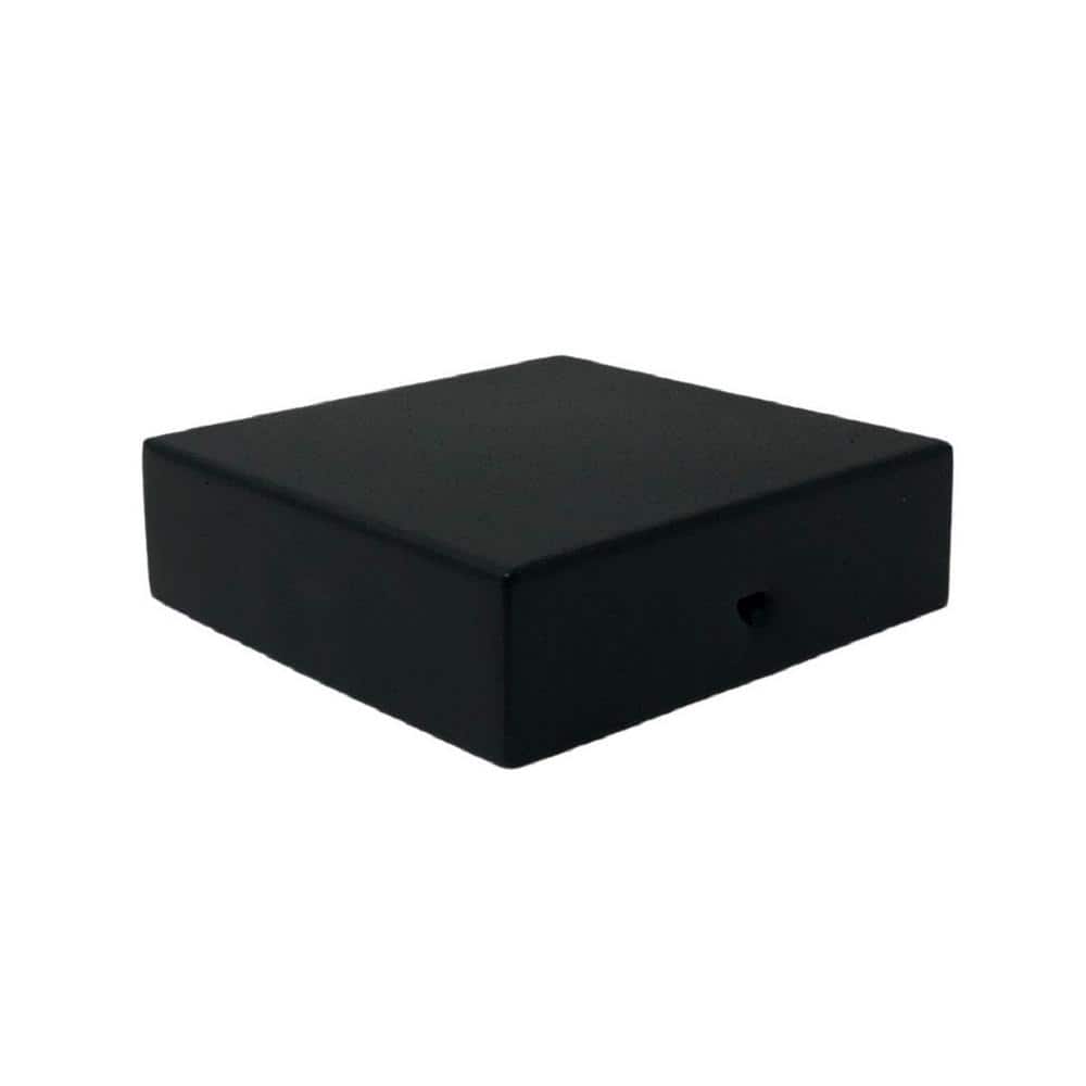 NUVO IRON Eazy-Cap 4 in. x 4 in. Black Galvanized Steel Modern Low-Profile Flat Top Post Cap (Pack of 24)