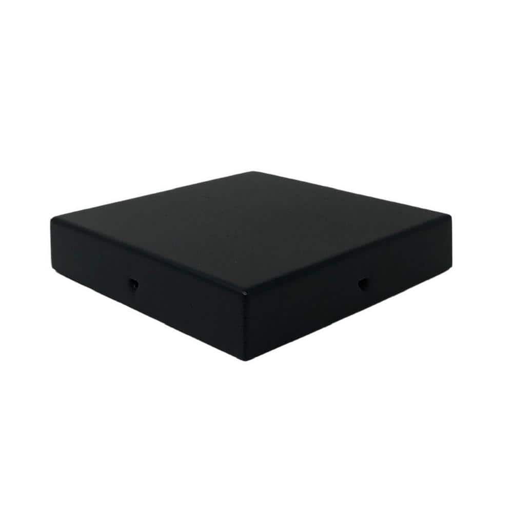 NUVO IRON Eazy-Cap 6 in. x 6 in. Black Galvanized Steel Modern Low-Profile Flat Top Post Cap (Pack of 24)