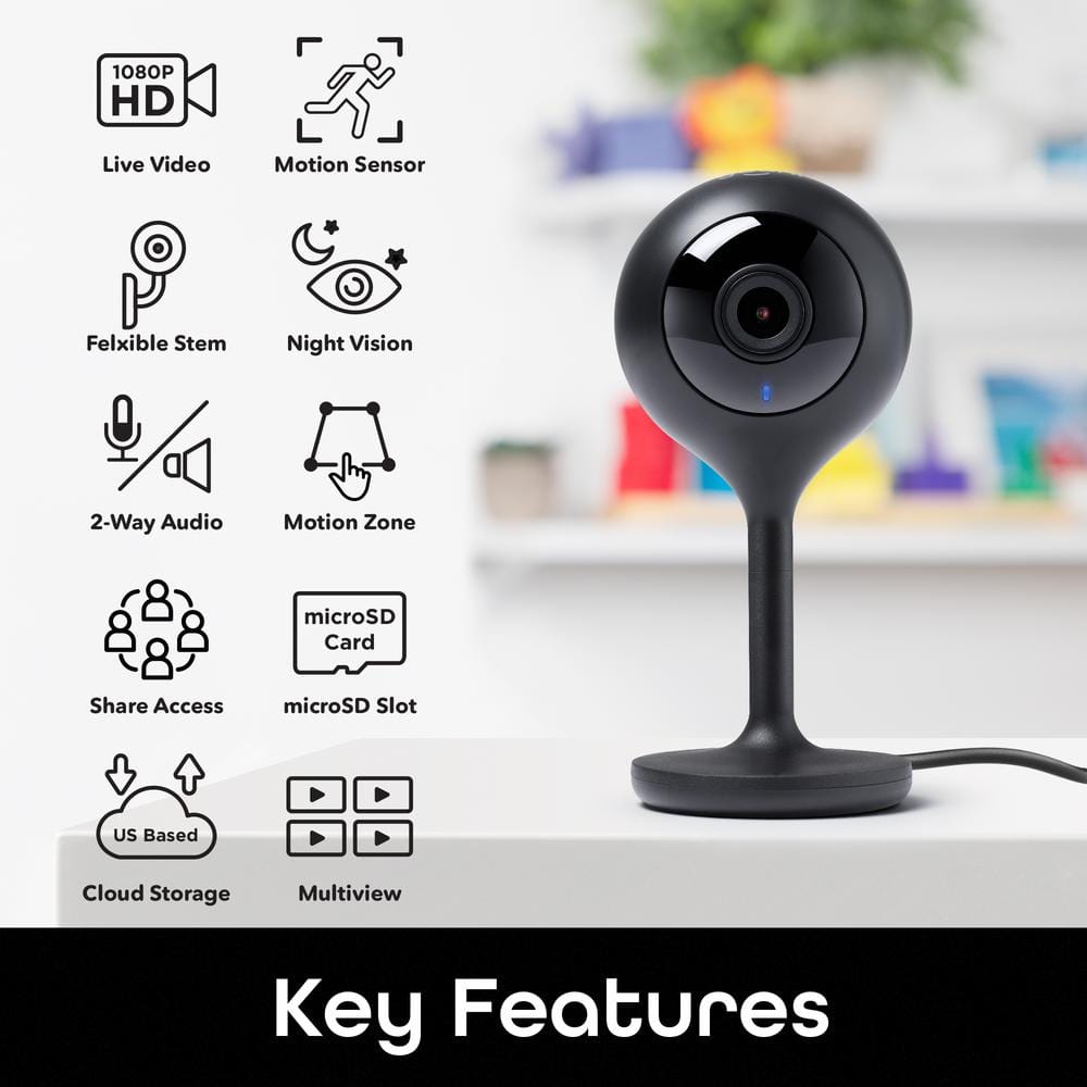 Geeni Look 1080p Smart Wi-Fi Security Camera HD, Black