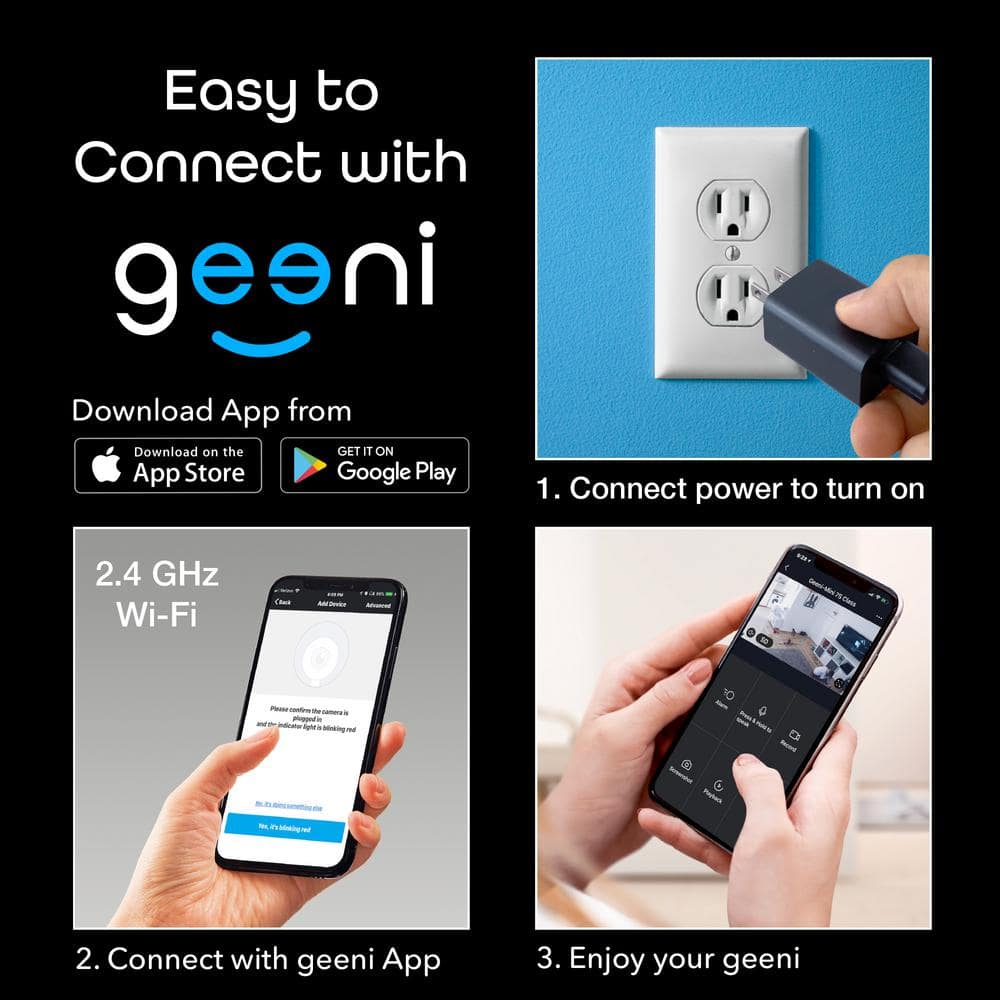 Geeni Look 1080p Smart Wi-Fi Security Camera HD, Black