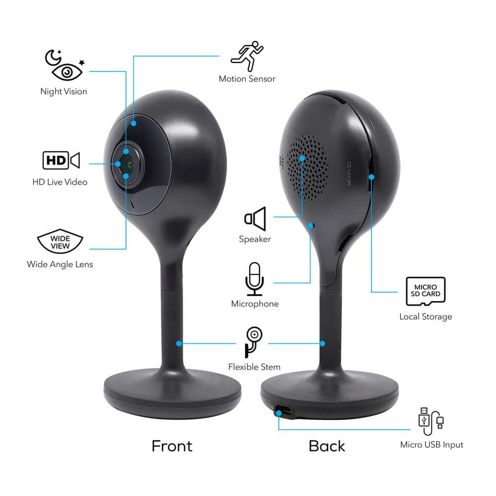 Geeni Look 1080p Smart Wi-Fi Security Camera HD, Black