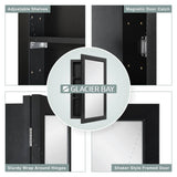 Glacier Bay 15-1/4 in. W x 26 in. H Rectangular Framed Recessed or Surface-Mount Bathroom Medicine Cabinet with Mirror, Black