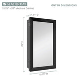 Glacier Bay 15-1/4 in. W x 26 in. H Rectangular Framed Recessed or Surface-Mount Bathroom Medicine Cabinet with Mirror, Black