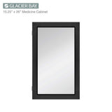 Glacier Bay 15-1/4 in. W x 26 in. H Rectangular Framed Recessed or Surface-Mount Bathroom Medicine Cabinet with Mirror, Black