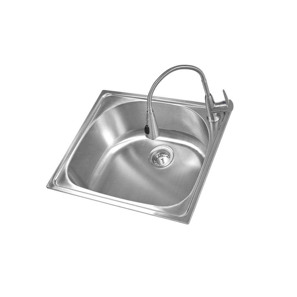 Glacier Bay 24 in. Stainless Steel Laundry Sink & Black Cabinet with Faucet