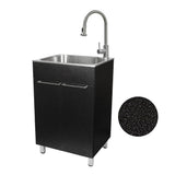 Glacier Bay Stainless Steel Laundry Sink with Faucet and Double Door Cabinet in Black