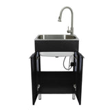 Glacier Bay Stainless Steel Laundry Sink with Faucet and Double Door Cabinet in Black