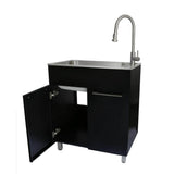 Glacier Bay 28 in. W x 10 in. D x 22 in. L Freestanding Stainless Steel Laundry Sink with Faucet and Double Door Cabinet in Black