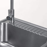 Glacier Bay 28 in. W x 10 in. D x 22 in. L Freestanding Stainless Steel Laundry Sink with Faucet and Double Door Cabinet in Black
