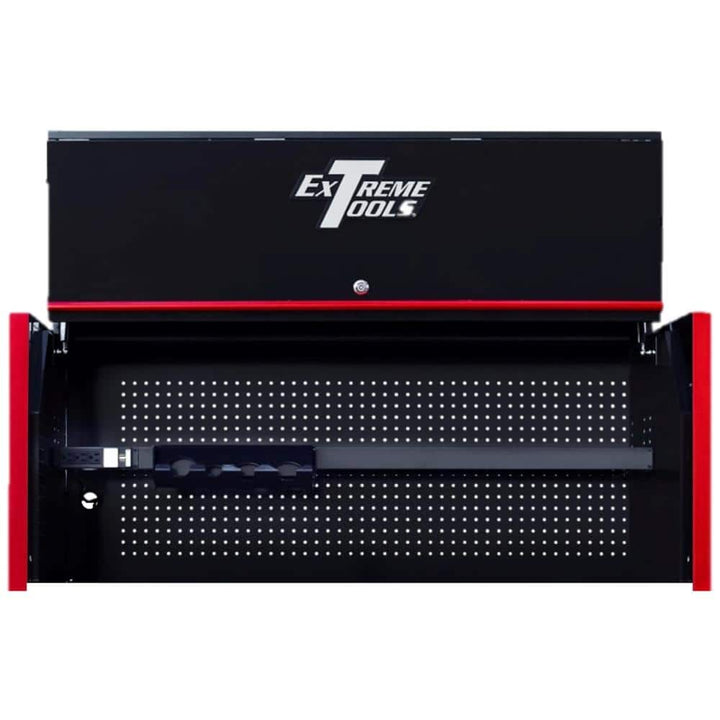 Extreme Tools RX Series 55 in. W x 25 in. D Black Extreme Power Workstation Hutch with Gloss Red Handle and Trim