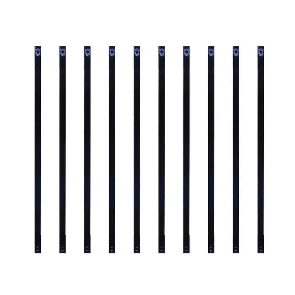 NUVO IRON 1/2 in. x 1 in. x 32 in. Black Galvanized Steel Rectangle Fence Rail Balusters (10-Pack)