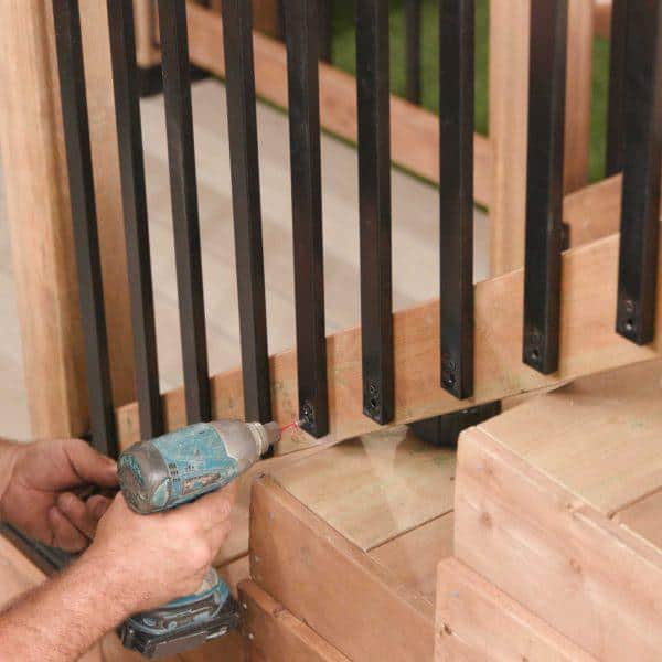 NUVO IRON 1/2 in. x 1 in. x 32 in. Black Galvanized Steel Rectangle Fence Rail Balusters (10-Pack)