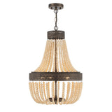 Vanity Art 5-Light Black+Gold Unique Empire Chandelier with Beaded Accents in