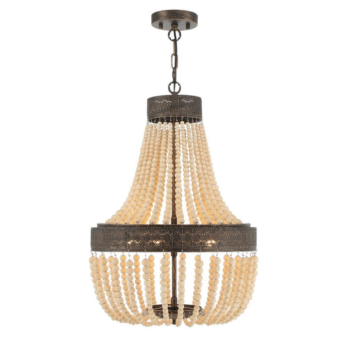 Vanity Art 5-Light Black+Gold Unique Empire Chandelier with Beaded Accents in
