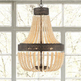 Vanity Art 5-Light Black+Gold Unique Empire Chandelier with Beaded Accents in