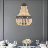 Vanity Art 5-Light Black+Gold Unique Empire Chandelier with Beaded Accents in