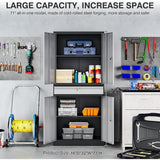 LISSIMO 31.50 in. W x 70.87 in. H x 15.75 in. D Black and Grey Freestanding Cabinet Metal Cabinets with 1-drawer and 2-Shelves