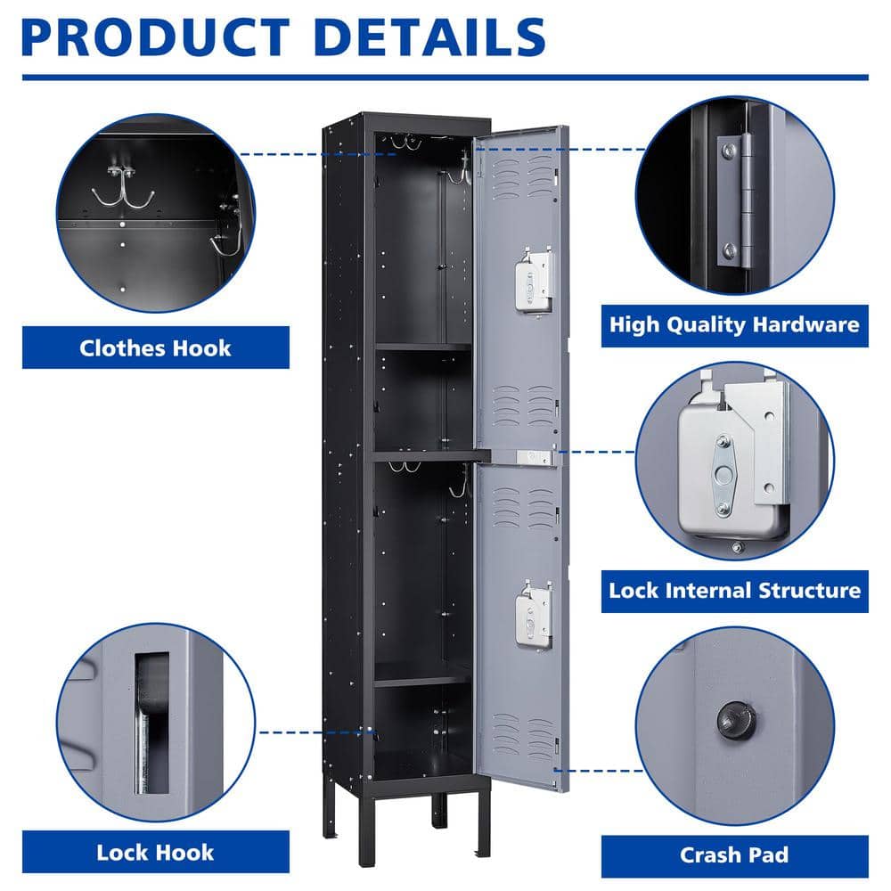 Mlezan 4-Tier Metal Locker with 2-Doors, Storage Locker for Gym, School, Office, Stuff Students Employee in Camel-Color