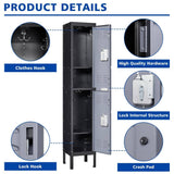Mlezan 4-Tier Metal Locker with 2-Doors, Storage Locker for Gym, School, Office, Stuff Students Employee in Camel-Color