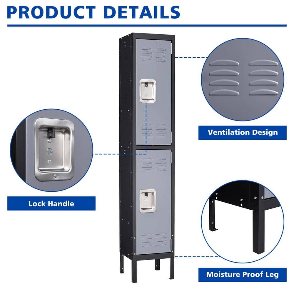 Mlezan 4-Tier Metal Locker with 2-Doors, Storage Locker for Gym, School, Office, Stuff Students Employee in Camel-Color