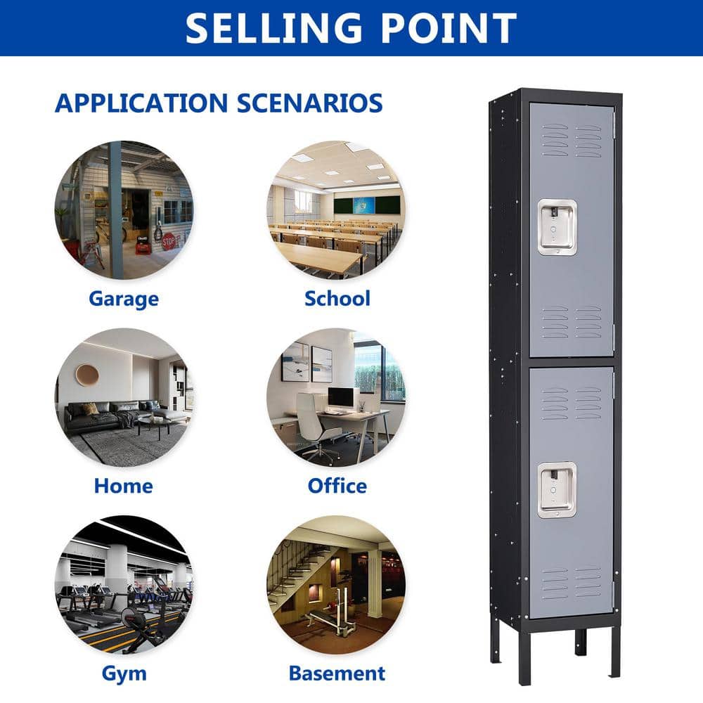 Mlezan 4-Tier Metal Locker with 2-Doors, Storage Locker for Gym, School, Office, Stuff Students Employee in Camel-Color