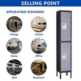 Mlezan 4-Tier Metal Locker with 2-Doors, Storage Locker for Gym, School, Office, Stuff Students Employee in Camel-Color