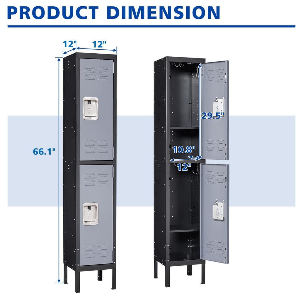 Mlezan 4-Tier Metal Locker with 2-Doors, Storage Locker for Gym, School, Office, Stuff Students Employee in Camel-Color