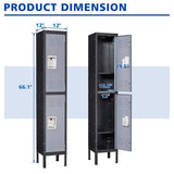 Mlezan 4-Tier Metal Locker with 2-Doors, Storage Locker for Gym, School, Office, Stuff Students Employee in Camel-Color