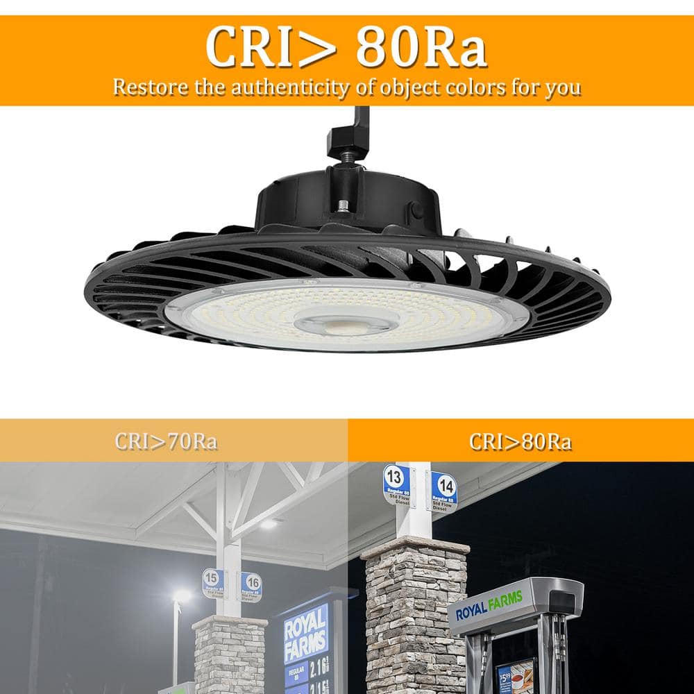 Cedar Hill 12.5 in. 150-200-240-Watt Black UFO LED High Bay Light 4000-5000-6000K