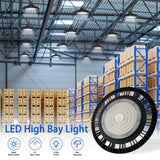 Cedar Hill 13 in. 450-Watt Equivalence Integrated LED Black UFO High Bay Light 21000 Lumens 5000K