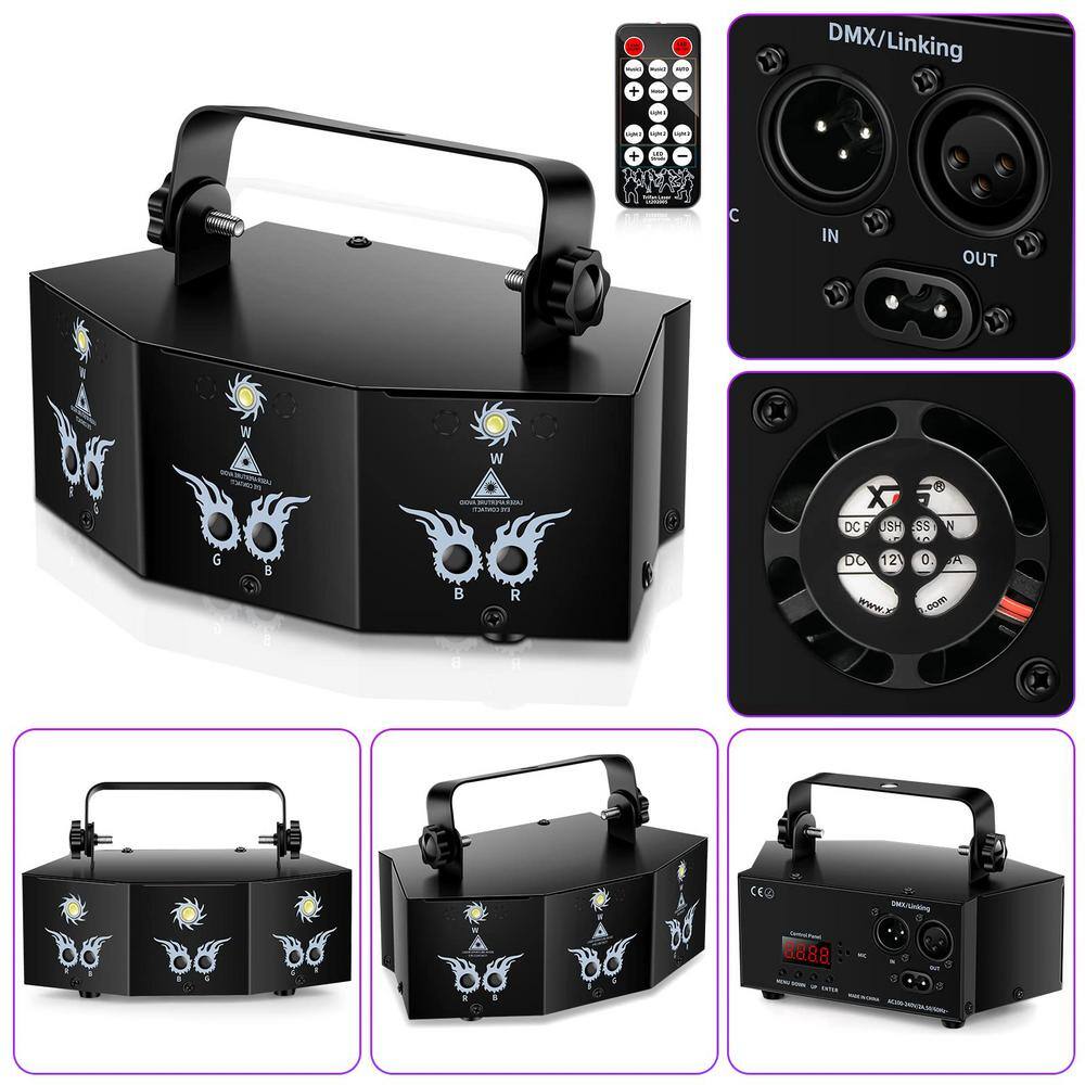 RGB LED Party Lights 9 Lens DJ Disco Ball Stage Lighting with Sound Activated and Remote Control