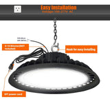 WYZM 11 in. 450-Watt Equivalent Integrated Black LED UFO High Bay Light 24000 Lumen 5000K IP65 (3-Pack)