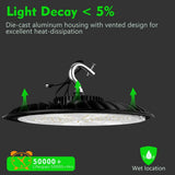 bulbeats 200W LED High Bay Light 30000LM High Bay LED Shop Lights AC100-277V Commercial Bay Lighting with 3 ft. Cable 4Pack