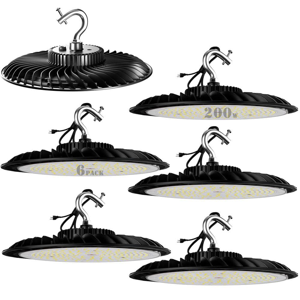 bulbeats 6-Pack of 200-Watt LED High Bay Light 30000LM High Bay LED Shop Lights AC100-277V Commercial Bay Lighting for Warehouse