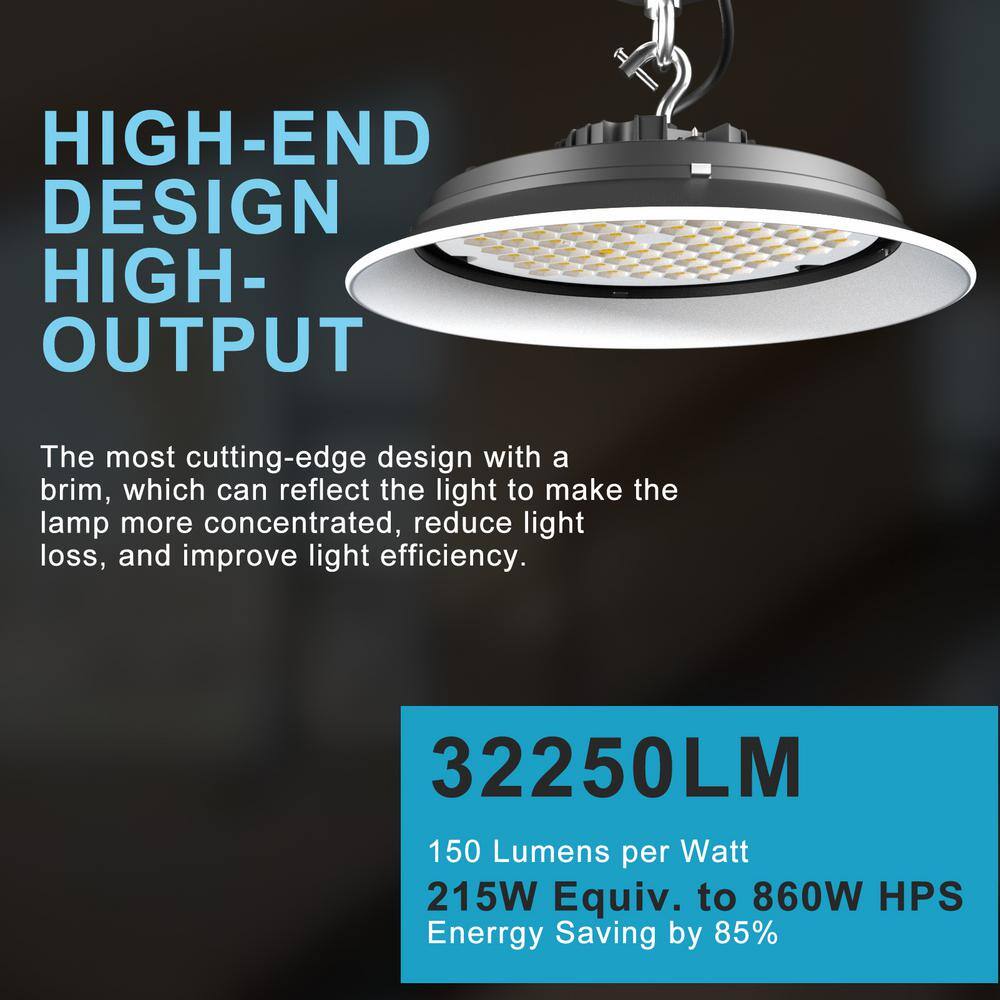 bulbeats 6Pack of 215W LED High Bay Light 32250LM High Bay LED Shop Lights AC100-277V Commercial Bay Lighting for Warehouse