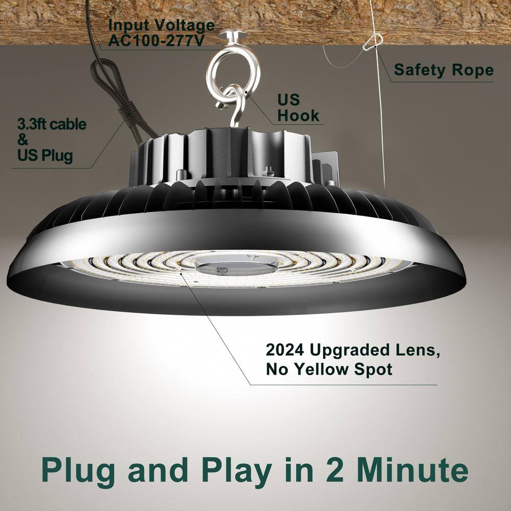 bulbeats 6Pack of LED High Bay Light 350W 52500LM High Bay LED Shop Lights AC100-277V UFO LED Lights for Garage