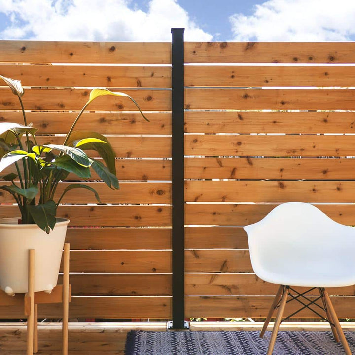 HOFT Line Post Kit 73 in. x 3 in. x 3 in. Black Aluminum Deck Fence Line Post and Hardware Kit C6