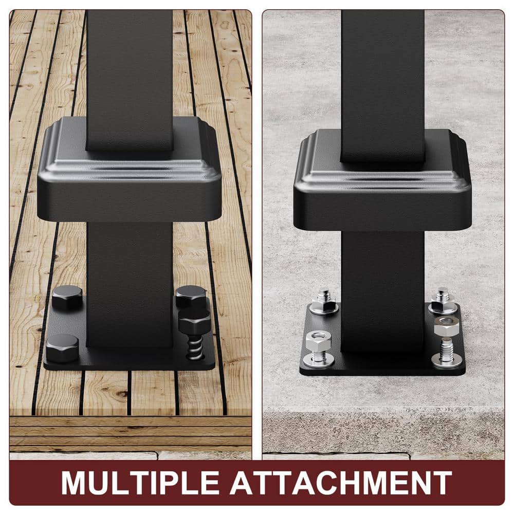HOMEIBRO 60 in. x 1.2 in. Galvanized Steel Matte Black Deck Balusters (2-Pack)
