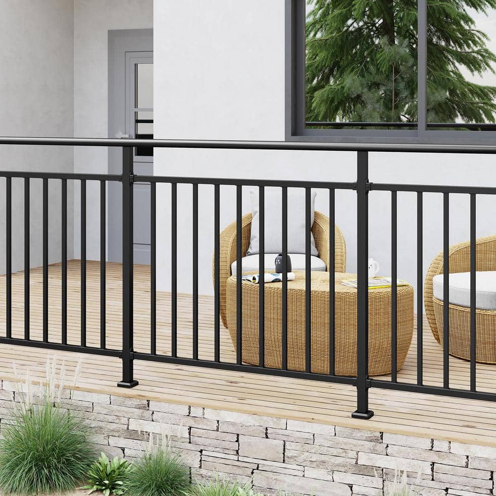 HOMEIBRO 60 in. x 1.2 in. Galvanized Steel Matte Black Deck Balusters (2-Pack)