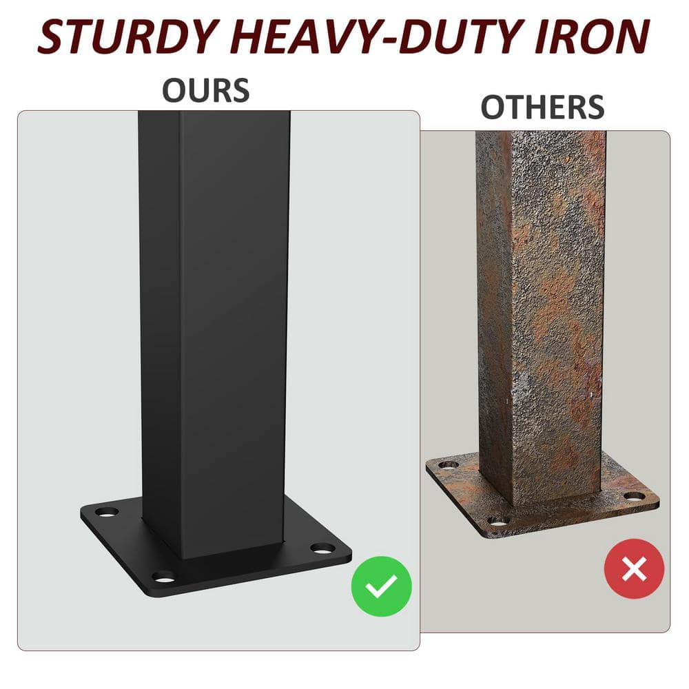 HOMEIBRO 60 in. x 1.2 in. Galvanized Steel Matte Black Deck Balusters (2-Pack)